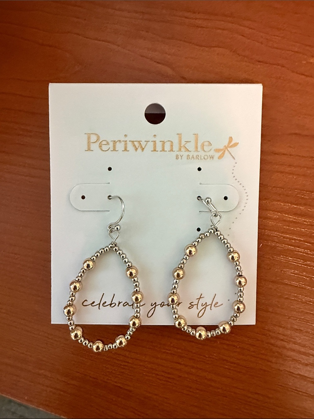 Periwinkle by Barlow Gold & Silver Beaded Teardrop Earrings